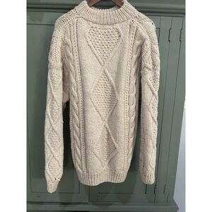 Nature Company 100% Wool Vintage Fisherman Chunky‎ Cable Knit Sweater Size L